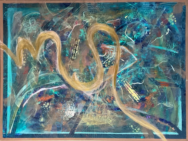 Abstract Acrylic Wall Art - 'The Golden Road'